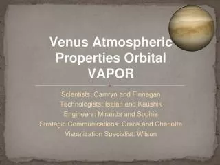 Venus Atmospheric Properties Orbital VAPOR