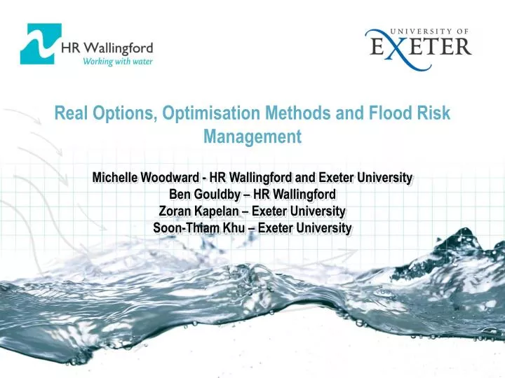 real options optimisation methods and flood risk management