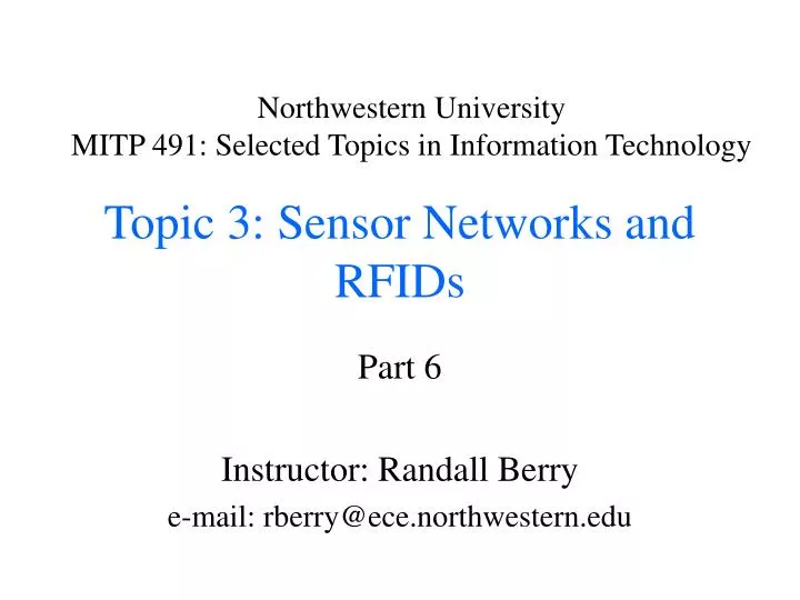 topic 3 sensor networks and rfids
