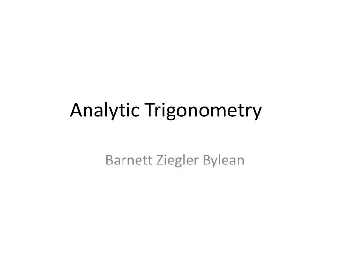 analytic trigonometry