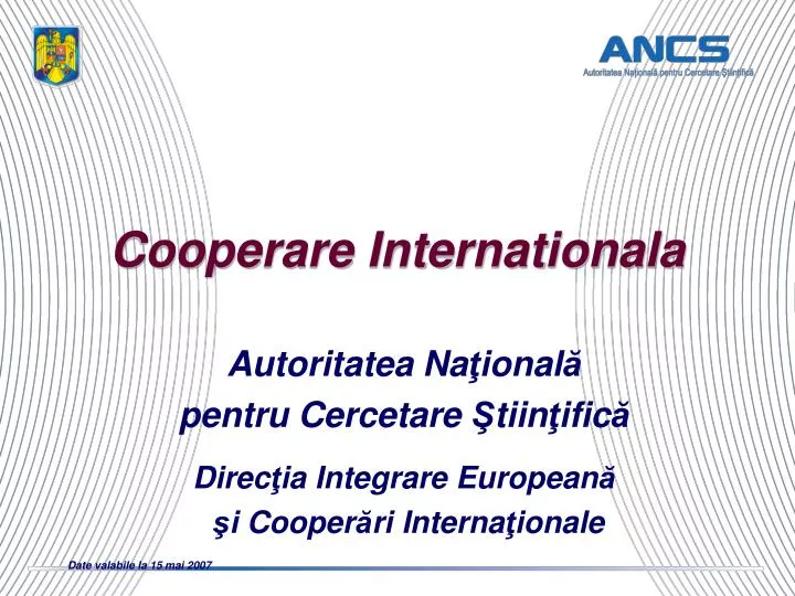cooperare internationala