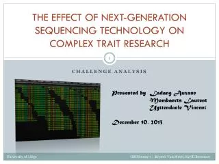 The effect of Next - Generation Sequencing technology on complex trait research