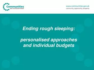 Ending rough sleeping: personalised approaches and individual budgets