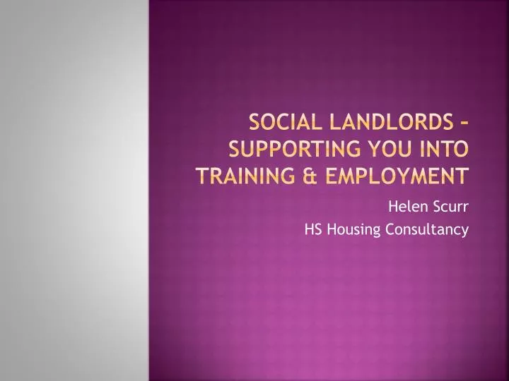 social landlords supporting you into training employment