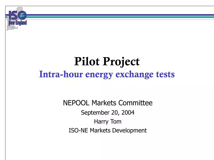 pilot project intra hour energy exchange tests