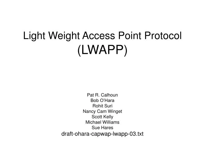 light weight access point protocol lwapp