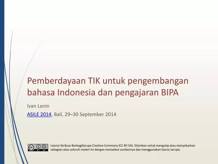 pemberdayaan tik untuk pengembangan bahasa indonesia dan pengajaran bipa