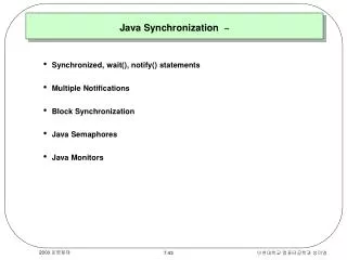 Java Synchronization ~