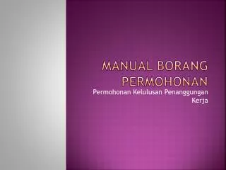 Manual Borang Permohonan