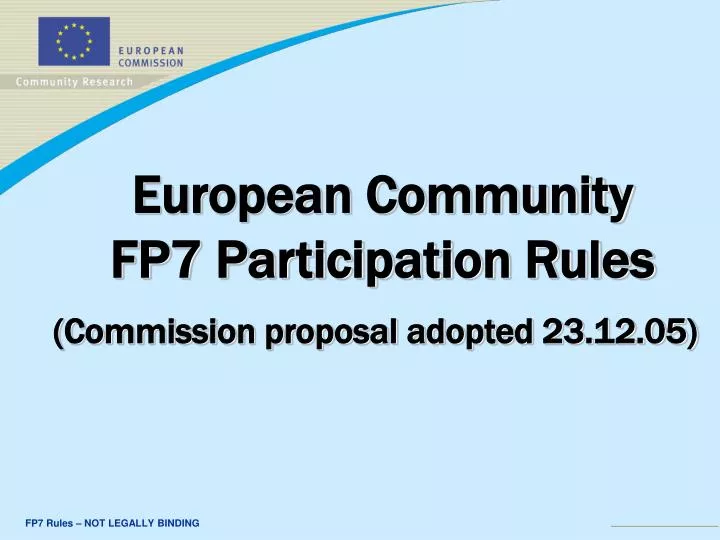 european community fp7 participation rules