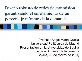Profesor Ángel Marín Gracia Universidad Politécnica de Madrid