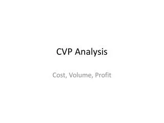 CVP Analysis