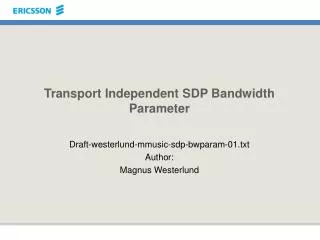 Transport Independent SDP Bandwidth Parameter