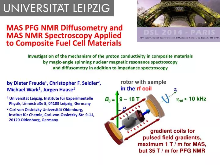 mas pfg nmr diffusometry and mas nmr spectroscopy applied to composite fuel cell materials