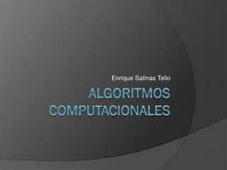 ALGORITMOS COMPUTACIONALES