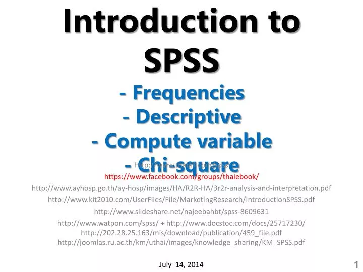 introduction to spss frequencies descriptive compute variable chi square