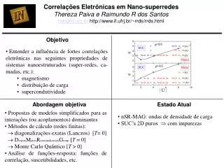 Corre lações Eletrônicas em Nano-superredes Thereza Paiva e Raimundo R dos Santos
