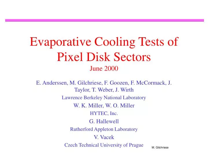 evaporative cooling tests of pixel disk sectors june 2000