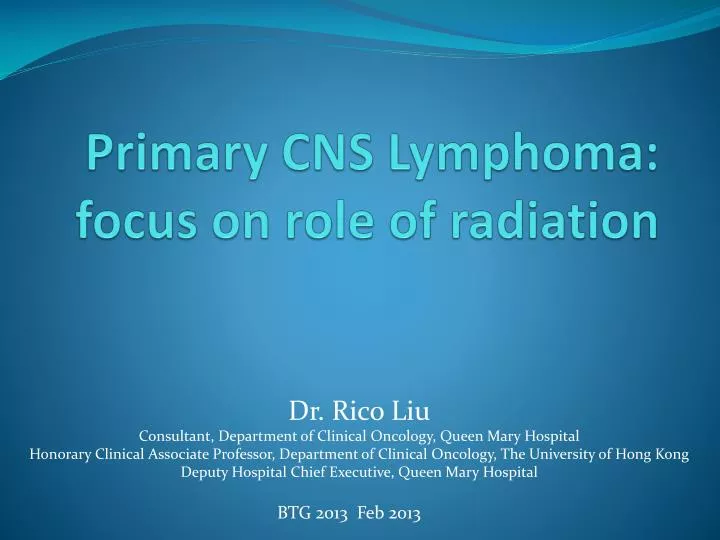 primary cns lymphoma focus on role of radiation