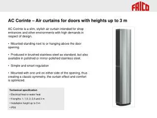 AC Corinte – Air curtains for doors with heights up to 3 m