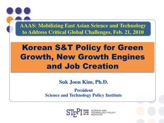 Suk Joon Kim, Ph.D. President Science and Technology Policy Institute