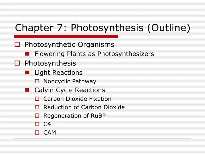chapter 7 photosynthesis outline