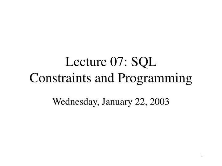 lecture 07 sql constraints and programming
