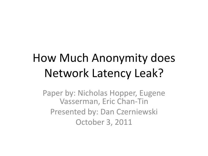 how much anonymity does network latency leak