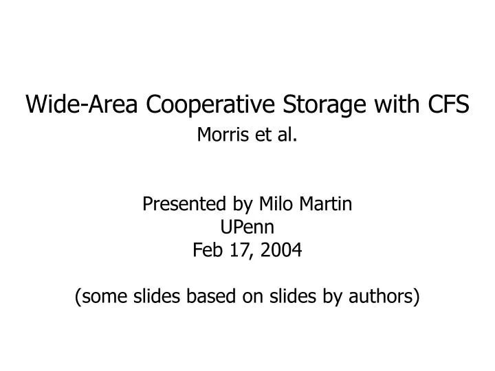 wide area cooperative storage with cfs