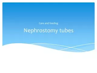 Nephrostomy tubes