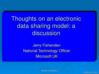 Thoughts on an electronic data sharing model: a discussion