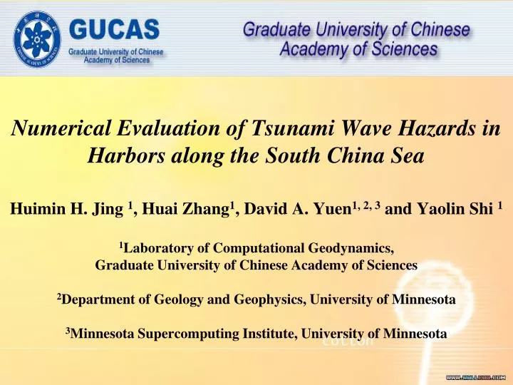 numerical evaluation of tsunami wave hazards in harbors along the south china sea