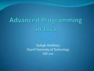 Advanced Programming in Java