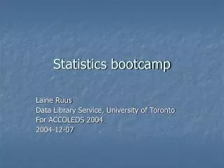 Statistics bootcamp