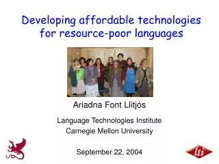 Developing affordable technologies for resource-poor languages