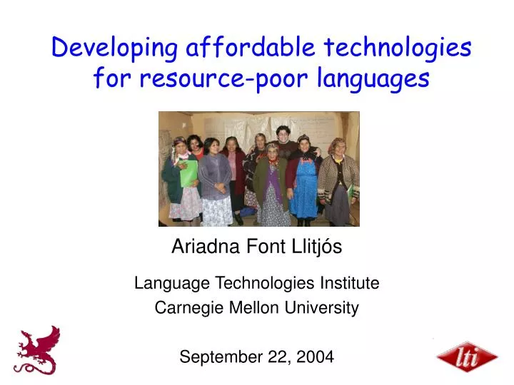 developing affordable technologies for resource poor languages
