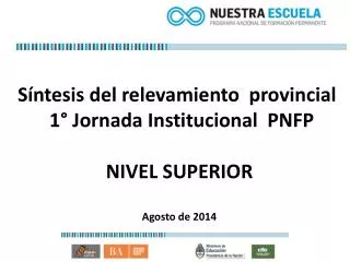 Síntesis del relevamiento provincial 1° Jornada Institucional PNFP NIVEL SUPERIOR