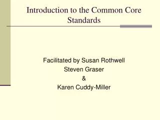 Introduction to the Common Core Standards