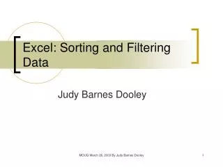Excel: Sorting and Filtering Data