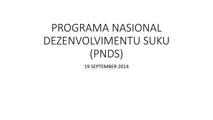 programa nasional dezenvolvimentu suku pnds