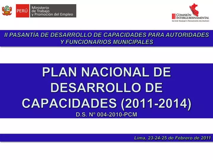 plan nacional de desarrollo de capacidades 2011 2014 d s n 004 2010 pcm