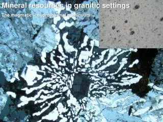 Mineral resources in granitic settings The magmatic – hydrothermal continuum