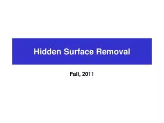Hidden Surface Removal