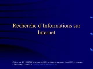 Recherche d’Informations sur Internet
