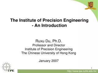 The Institute of Precision Engineering - An Introduction