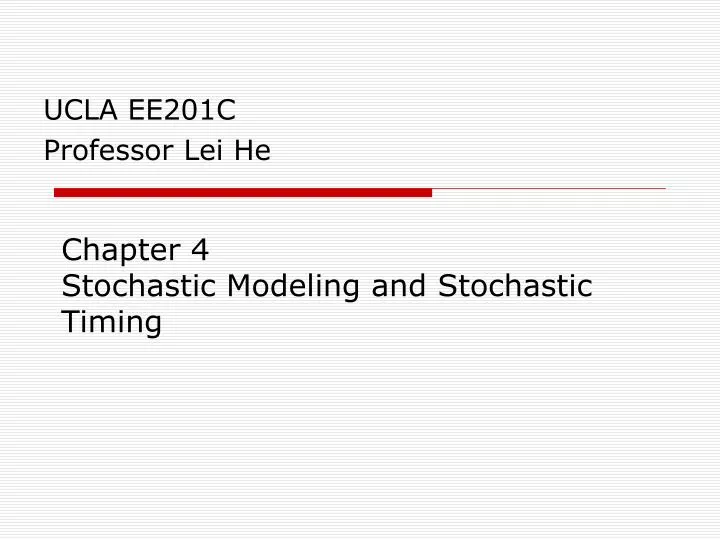 chapter 4 stochastic modeling and stochastic timing