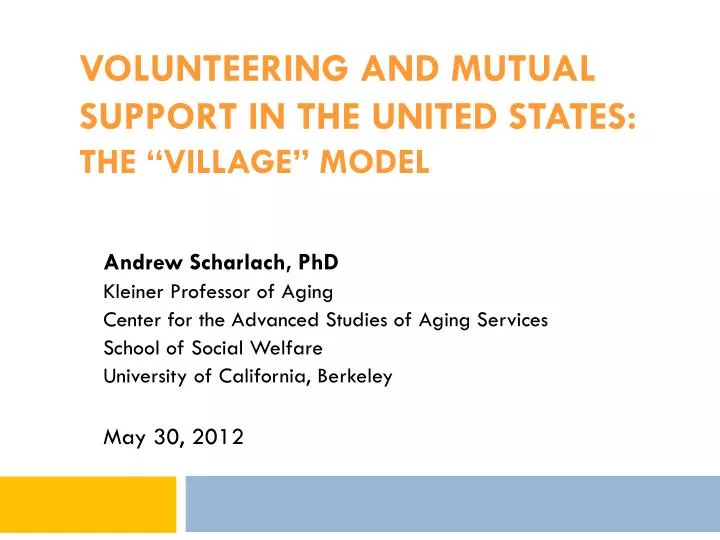 volunteering and mutual support in the united states the village model