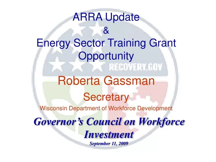 arra update energy sector training grant opportunity