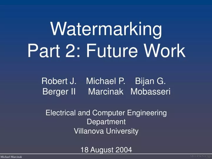 watermarking part 2 future work