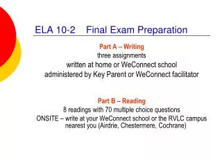 ELA 10-2 Final Exam Preparation